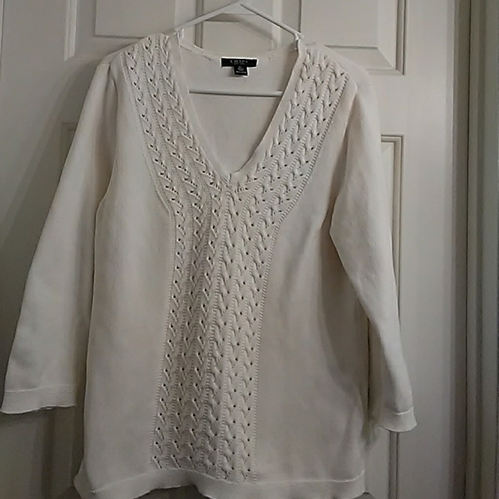 Chaps cotton sweater, white, like new
